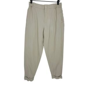 COS Cuffed Tapered Pants High Rise Elastic Waist Beige Stretch Casual Preppy 32